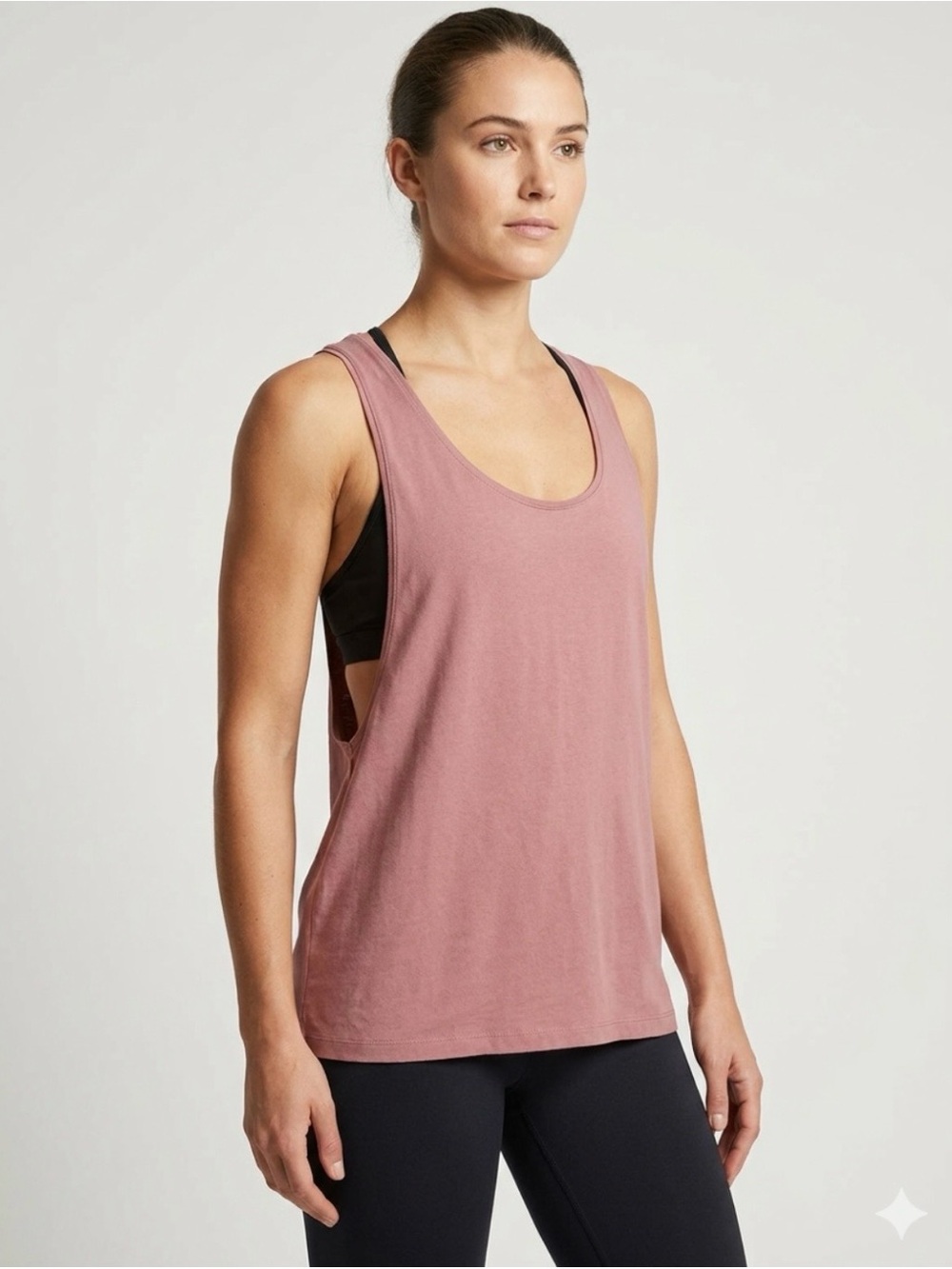 Zara Mauve Scoop Neck Tank Top gym training athleisure